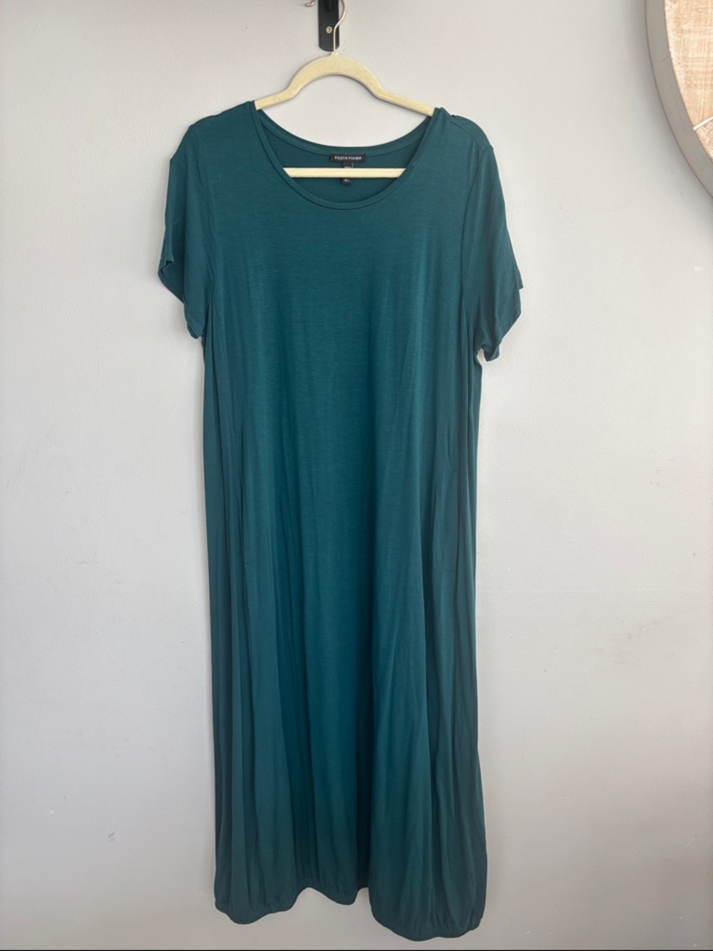 Eileen Fisher Teal Short Sleeve Knit maxi Dress